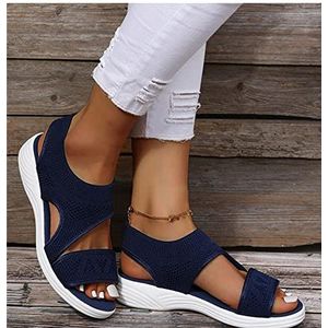 Orthopedische Sandalen Comfy Orthopedische Sandalen Platforms Wig Sandalen Vrouwen Arch Ondersteuning Platte Sandalen Verstelbare Thong Slippers,Blauw,US9/EU41