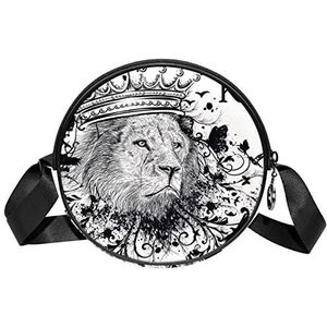 Ronde Crossbody Tas Messenger Bag Portemonnee voor Vrouwen Lion King Animal, Meerkleurig, 6.7x6.7x2.3 in, Sling Rugzakken