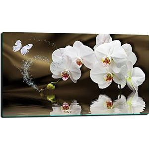 TMK afdekplaat voor fornuis, 80 x 52 cm, eendelig glas, elektrisch fornuis, inductie, kookbescherming, spatbescherming, glasplaat, decoratie, snijplank, orchidee