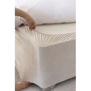 Belledorm Boxspring Cover - Transformeer je bed met deze volledig elastische faux suède & stretch wrap-around 4 zijden bedrok (linnen, twin/twin XL)