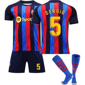 ENIXWH Barcelona FCB Jersey T-shirt kinderen voetbal T-shirt met sokken shorts 2022/2023 voor kinderen jongens volwassenen, Number 5., 18