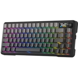 Redragon K724 PRO Draadloze Pakking Gaming Toetsenbord met Hype 1.14'' TFT-scherm en knop, 81-toetsen 75% mechanisch toetsenbord, 5-laags geluidsdemping, Hot-Swap Zuid-gerichte RGB-aansluiting