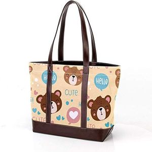 Laptop Tote tas met Kleurrijke Doodle Dieren Print, Draagtassen Casual Canvas Business Werk Tote Tas Aktetas voor Computer School Office