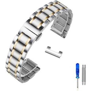 LQXHZ Gebogen Uiteinde Roestvrijstalen Horlogeband Compatibel Met Tissot 1853 T035 14/16/17/18/22/24 Mm Horlogeband Dames Heren Bandarmband (Color : Silvery Gold-Flat, Size : 18mm)