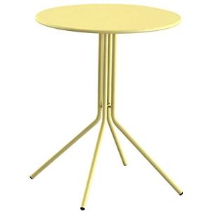 Kleine ronde tafel van ijzer, creatieve balkonsalontafel, kleine huishoudelijke eettafel, salontafel voor ontvangst en onderhandeling, buitenmelktheewinkel Netflix-kaarttafel (kleur: geel, maat: 60x73