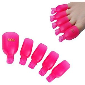 Yueton 10 stuks herbruikbare teennagel nail art soak off cap clip UV gel polish remover tool (warm roze)