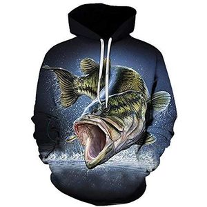 Hoodie 3D Kinderen, Unisex Kinderen 3D Print Vis Hoodie Grappige Trui Sportwear Hoody Jumper Sweatshirts Tops Met Zakken Voor 4-16 Jaar-140