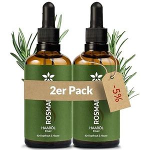 Heldengrün® Biologische rozemarijn + haarolie [hooggedoseerd] dermatologisch getest - natuurlijke haarbooster met jojoba en rozemarijn - rozemarijnolie haar - etherische oliemengsel - 2 x 50 ml