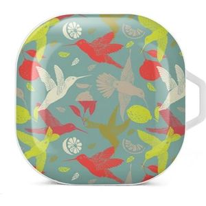 Humming Birds patroon oordopjes hoesje compatibel met Samsung hard shell beschermhoes witte stijl