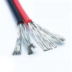 Flexibele siliconen elektrische draad, Siliconen verwarmingsdraad 12-24 AWG 1 meter 2 stuks Zwart en rood(12 Awg)