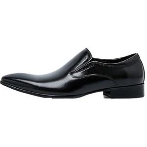 Oxford schoenen for heren Instapper Puntige gepolijste neus Echt leer Antislip Lage bovenkant Antislip rubberen zool Casual (Color : Black, Size : 43 EU)