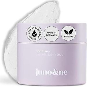 juno & me - 2-in-1 AHA Body Scrub: lichaamscrub met vulkanisch gesteente, niacinamide & AHA - verwijdert dode huidschilfers - lichaamsverzorging voor diep-effectieve reiniging - veganistische