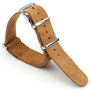 Watch Strap Suede Leather Soft Watch Band Rvs Square Gesp Pols Vervanging Strap18mm 20mm 22mm 24 MM (Color : Brown, Size : 20mm)