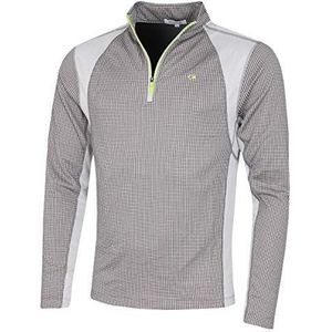 Calvin Klein Heren Micro Grid CK trui met 1/2 rits - Leisteen/Lime - XXXL