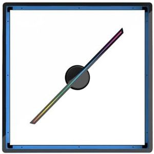 3D Holografische Projectie Wandmontage Blote Oog Led Fan 8G TF LED Teken Holografische Lamp Speler(Blue frame)
