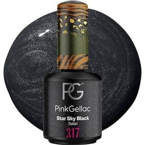 Pink Gellac Gellak - 317 Star Sky Black 15 ml - UV Gel Nagellak Zwart - Eenvoudig aan te brengen Nagellak voor 14 Dagen Salonkwaliteit - Veganistische Gellak gemaakt in Nederland