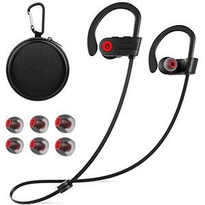 Otium Draadloze bluetooth-hoofdtelefoon, waterdicht conform IPX7, oordopjes met Bluetooth 4.1CSR 7-9 uur batterijduur, ruisonderdrukking, microfoon, stereo-oordopjes voor iPhone, Android zwart