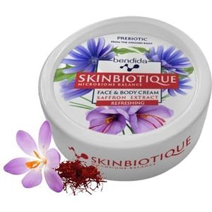 Bendida Skinbiologische gezichts- en lichaamscrème met saffraan 150 ml, vochtinbrengende crème met Prebiulin Fos, dagelijkse verzorging voor alle huidtypes, snel intrekkend, aangenaam huidgevoel