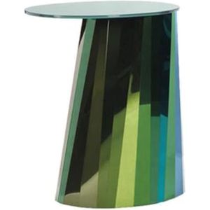 Side table, Kleine ronde bijzettafel for woonkamer en slaapkamer, metaal met gehard glazen blad, binnen- en buitengebruik,Nightstand(Green)