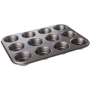KADAX Muffin Bakvorm, Bakplaat voor 12 grote Muffins, Cupcake Bakvorm, Staal, anti-aanbak, Muffinplaat, 35x26,5cm, Cupcake Vormpjes, rechthoekig, zilver