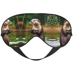 Animal Cute Brown Otters Print Unisex Ultra-Zacht Licht Blokkerend Oogmasker voor Optimale Comfort Slaap