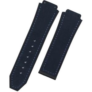 LQXHZ 25mm * 19mm Kwaliteit Horloge Band Rubber Lederen Band Compatibel Met Hublot Horlogeband 22mm Vouwgesp Accessoires (Color : Dark Blue, Size : Gold Buckle)
