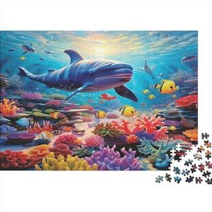 Sharks Puzzel, uitdagende maritieme wereldpuzzel voor volwassenen en jongeren, Brain Challenge spelen, gamercadeau, houten puzzel, 500 stuks (52 x 38 cm)