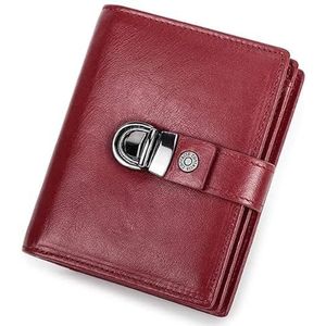 Portemonnee Lederen Damesportemonnee Met Rfid Korte Portemonnee Clutch Dames Meisjes Lock Gesp Bi-fold Rits Broekzak Multi-kaarthouder Herenportemonnees