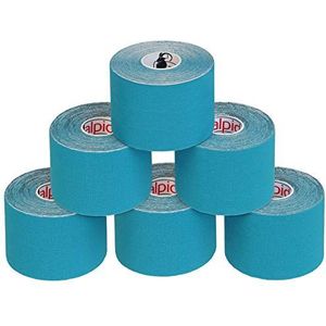ALPIDEX Kinesiologie Tape 1/3/ 6/12 rollen Veel kleuren 5 m x 5 cm Toepassingsfolder Elastisch Waterdicht Huidvriendelijk Fysio Spier Tape Set, Kleur:Lichtblauw, Aantal stuks:6 rollen