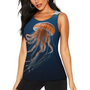 Jellyfish Sport Gym Vest Top voor Vrouwen, Sneldrogende Ronde Hals Mouwloos T-shirt Atletisch Workout Vest Lichtgewicht Yoga Tee Shirt Zomer Ademend Tank Tops, 3 D, S