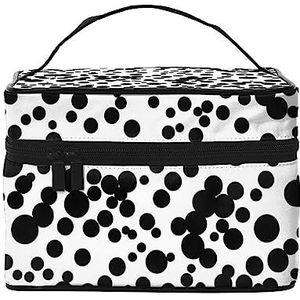 Zwart & Wit Dot Print Make-up Tas,Draagbare Cosmetische Zak,Grote Capaciteit Travel Makeup Case Organizer, Zwart & Wit Big Dot, Eén maat