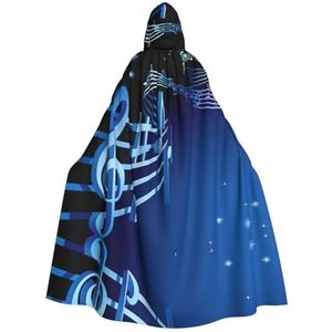 WURTON Blauwe Muziek Print Halloween Wizards Hooded Gown Mantel Kerst Hoodie Mantel Cosplay Voor Vrouwen Mannen