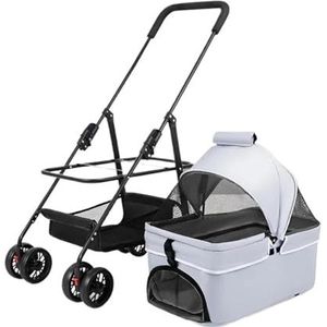 Dierenkar Huisdier Kattenwagen op wielen Dieren Trolley Vierwielige kinderwagen Katten Hondenkar Accessoires Hond (Color : GRAY, Size : 83 X 42X15.5cm)