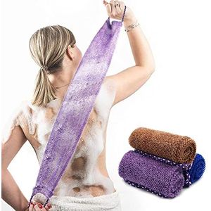3 Stuks Afrikaanse Net Spons met Handgrepen Lange Afrikaanse Exfoliërende Net Washandje Bad Spons Net Doek Wassen Net Body Back Scrubber voor Douche Loofah