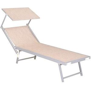 Decorspace zonnebed ""Jesolo"" van aluminium en texilene voor zwembad en tuin met dak (1, beige)