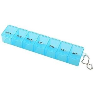 Pillendoosorganisator, pillendispenser, 7 dagen pillendoosorganizer, één keer per dag, wekelijkse pillendoos, pillenorganizer voor medicijnen, supplementen, vitamines, levertraan (blauw)
