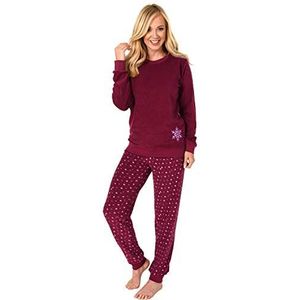 NORMANN WÄSCHEFABRIK Dames Terry pyjama lange mouwen met manchetten - Wintery Design - 281 201 93 004 - rood - M