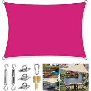 Yard Zonnescherm Luifel for Park Carport Achtertuin Zonnezeilen Waterdichte Rechthoekige Vierkante Zonnescherm met Bevestigingsset en 4 Gratis Touw 2m 2.5m 3m 3.6m 4m 5m 6m 7m 8m Roze Rood (Size : 4x