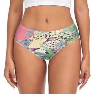 sawoinoa Cartoon Dier Luipaard Jungle Onderbroek Vrouwen Medium Taille Slip Vrouwen Comfortabel Elastisch Sexy Ondergoed Bikini Slipje, Mode Pop, S