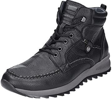 Waldläufer - Veterboots - Zwart - Leer - Met Ritssluiting aan de Zijkant