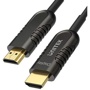UNITEK Ultra Pro glasvezel HDMI 2.0 kabel / 50 meter, zwart/HDR, Full HD, 2K, 4K 60 Hz, 3D Ethernet/ideaal voor PlayStation, Xbox, TV, PC, Y-C1033BK