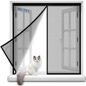 Muggenraamscherm 200x120cm Heavy Duty Mesh Gordijn Instant Screen Door voor Balkon Schuifdeuren Woonkamer Zwart