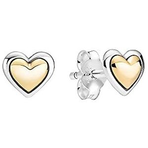 Pandora Oorstekers Moments ""gouden hart"" zilver, 14k goud 299389C00, 7mm, Niet-edelmetaal, Geen edelsteen