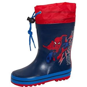 Marvel Spiderman Tie Top Wellington Laarzen Jongens Regenlaarzen Super Hero Wellingtons Meisjes Regen Sneeuw Welly Schoenen, marineblauw, 32 EU