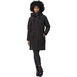 Navahoo B975 Gewatteerde winterjas voor dames, gewatteerde jas met capuchon, warm, zwart, M