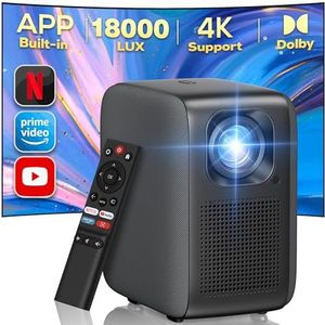 Beamer【Integriertes Netflix/YouTube/Prime Video】, Full HD 1080P 18000 Lumen, iZEEKER 4K Beamer WiFi Bluetooth Vollständig Versiegelt, Elektrischer Fokus 4D/4P-Keystone Kompatibel mit Android/PC/USB