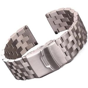 Roestvrijstalen horlogeband armband massief metaal geborstelde afwerking 18mm 20 22 24mm Unisex compatibele horlogeband accessoires(20mm)