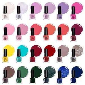 Nagellak Set Zonder Gel – 24 Kleuren, 5 ml Flesjes met Glanzende, Pastel-, Glitter-, Matte & Metallic Finishes, Gemaakt in de EU (Set B, 24 Kleuren)