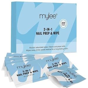 Mylee Gellak Prep & Shine Doekjes 200stuks, UV LED Gel Nagels Losweken Lak & Plakkerige Restjes Remover, Reinigt Nagels Pre-Manicure Pedicure en Verwijdert Plaklaag