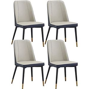 GEIRONV Eetkamerstoelen set van 4, kunstleer moderne woonkamer accentstoelen waterdichte lederen zijstoel met metalen poten stoelen Eetstoelen (Color : Dark Gray, Size : 87 * 47 * 47cm)